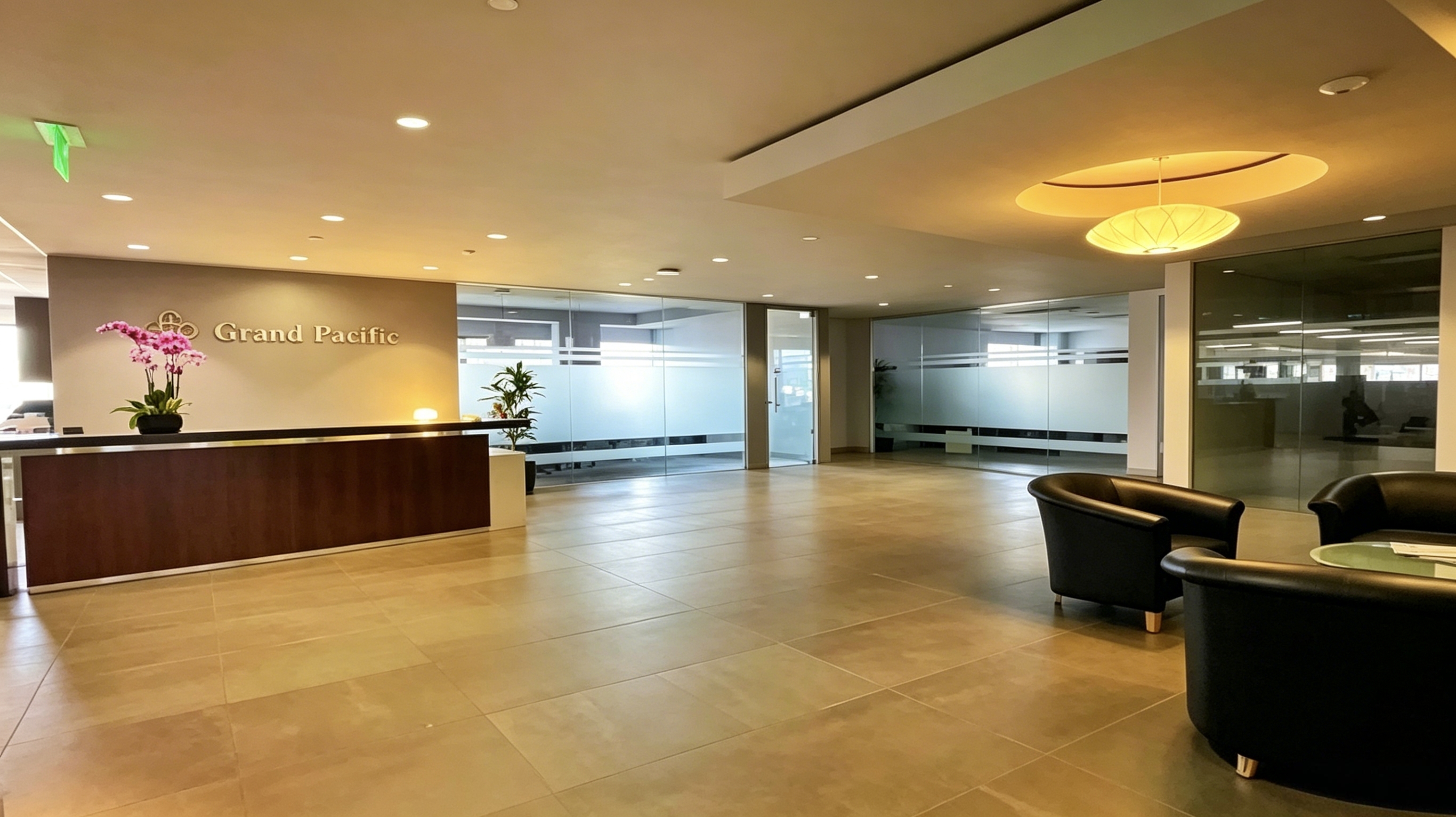 Office reception area and visitor lounge